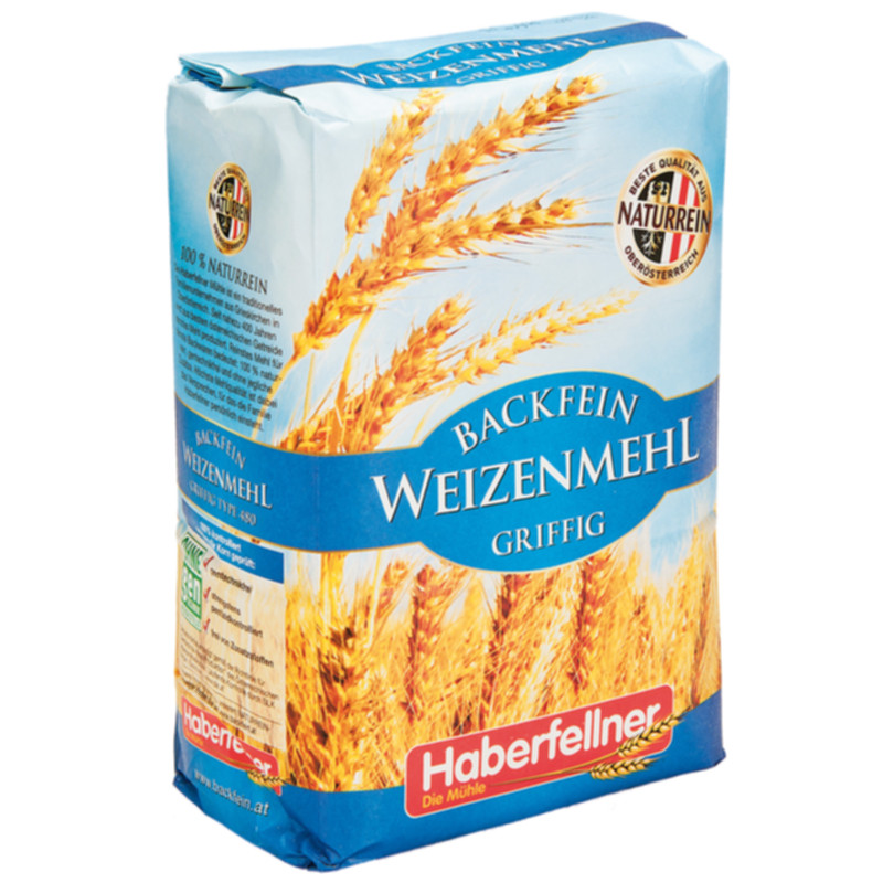 Haberfellner Backfein Weizenmehl griffig Type 480 1 kg Premium Weizenmehl aus Österreich